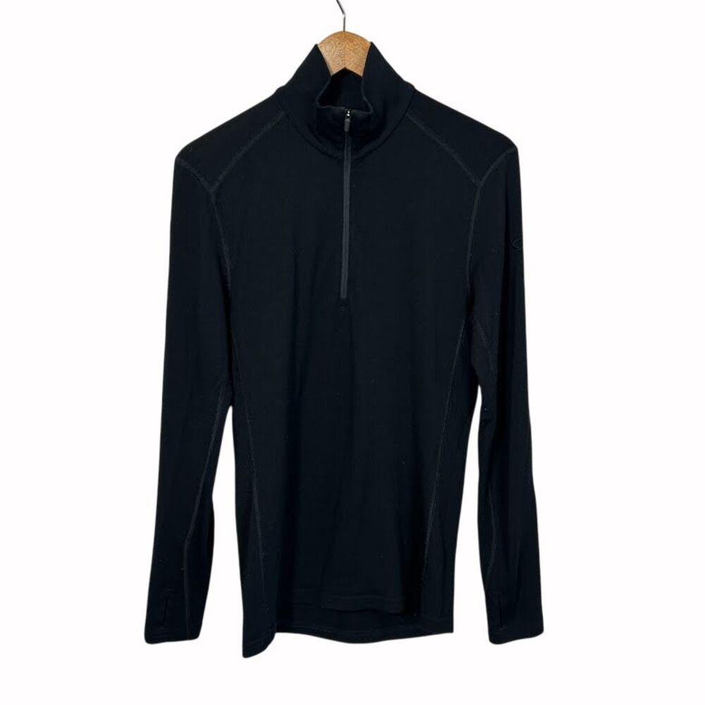 Icebreaker 260 Bodyfit Merino Wool 1/2 Zip Pullover Mens S Black Baselayer